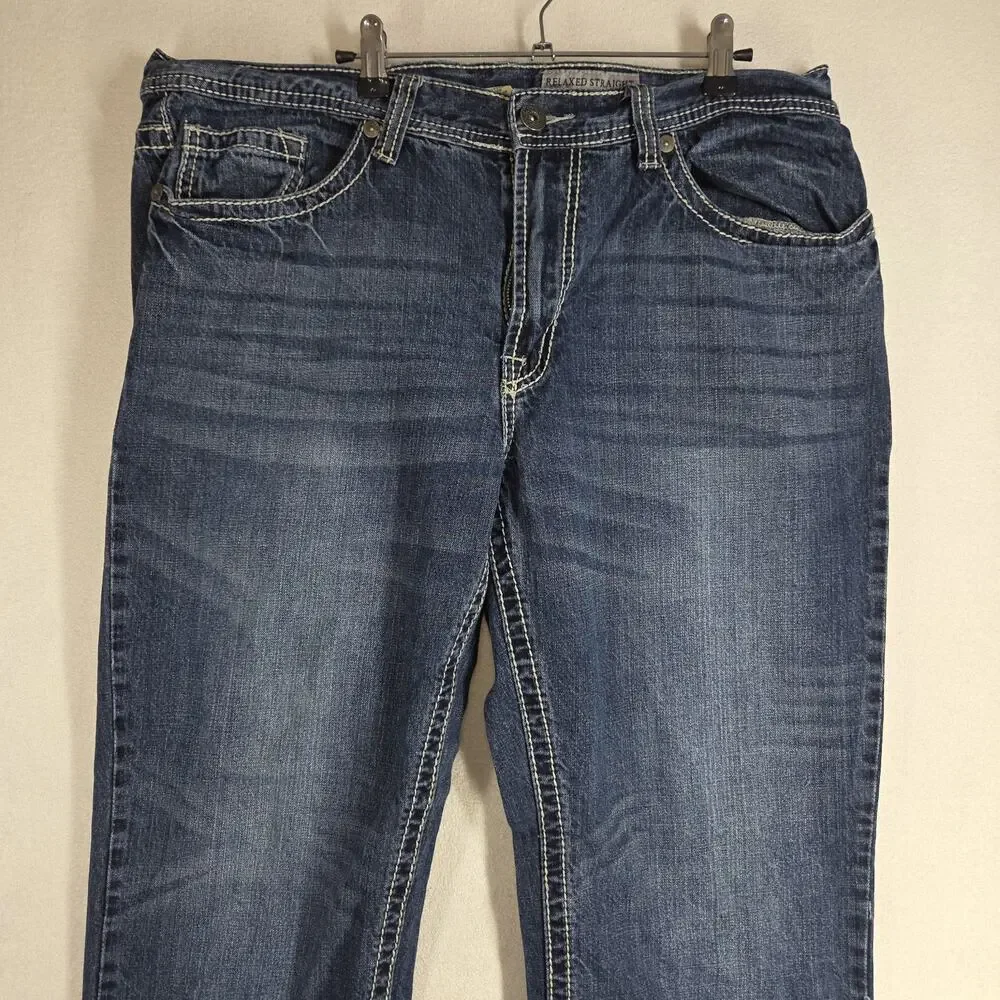 Vtg Faded Glory Mens Relaxed Fit Blue Denim Jeans Size 38x32 Cotton Y2k 2000s